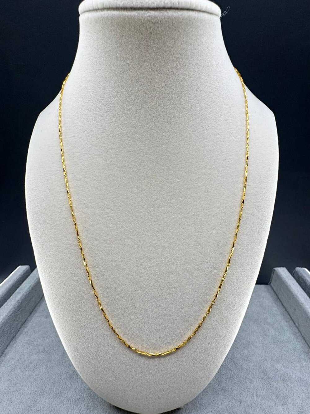 18K Gold Plated 999 Fine Silver 1mm Ingot Chain Necklace 50cm 20" 3.24g
